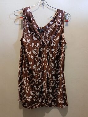 The Limited Brown Floral Tie-Neck Sleeveless Top